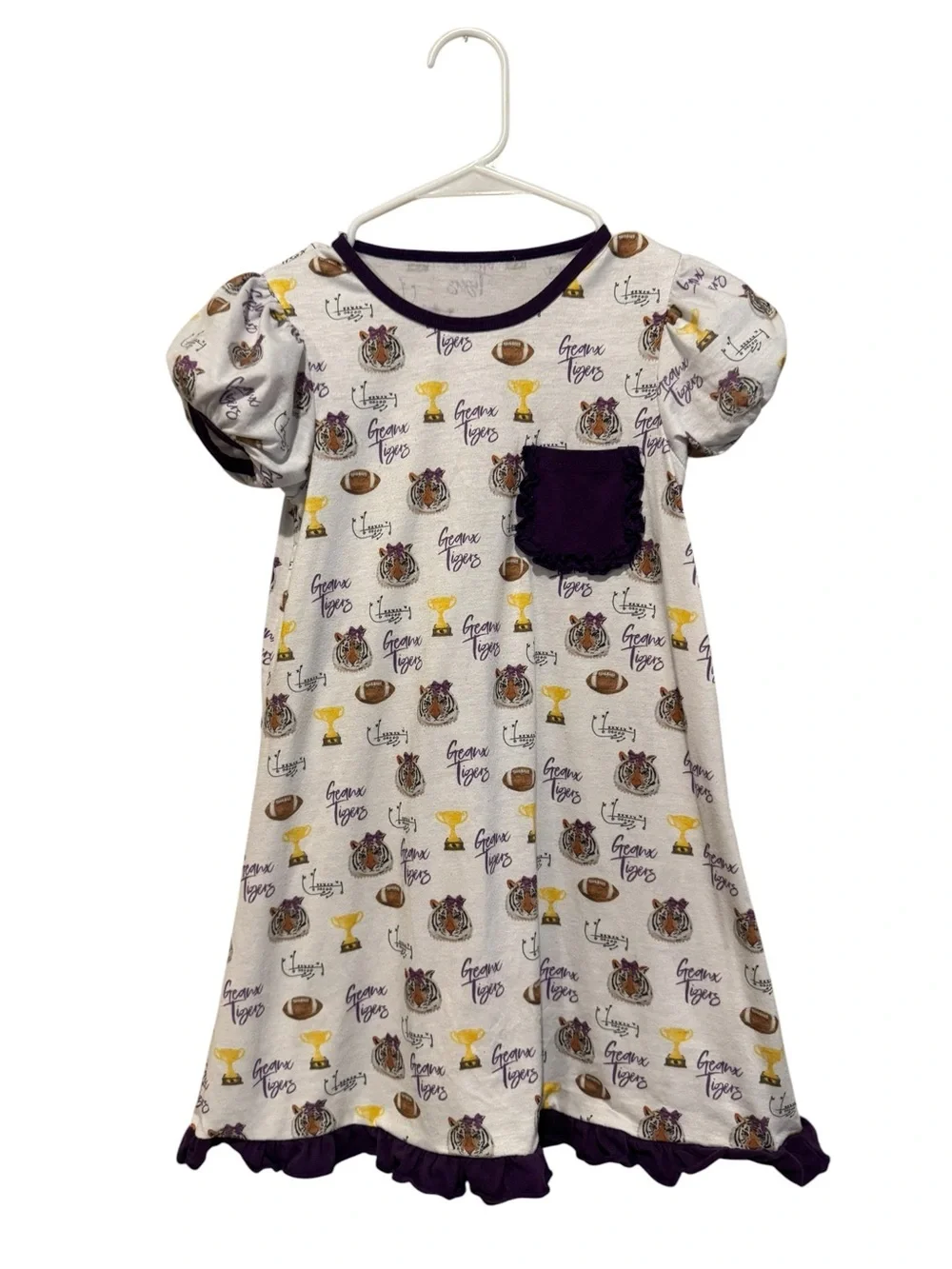 Girls' LSU Tigers White & Purple Nightgown